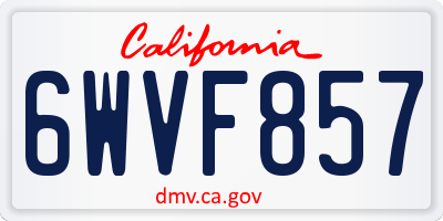 CA license plate 6WVF857
