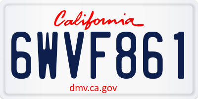 CA license plate 6WVF861