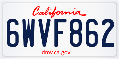 CA license plate 6WVF862