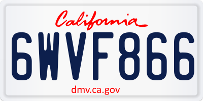 CA license plate 6WVF866