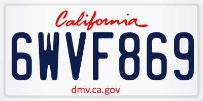 CA license plate 6WVF869