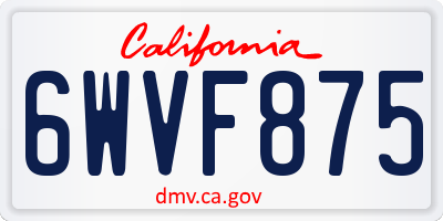 CA license plate 6WVF875