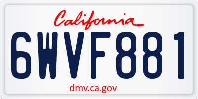 CA license plate 6WVF881