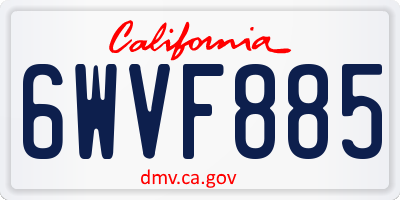 CA license plate 6WVF885