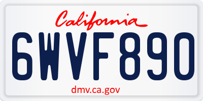 CA license plate 6WVF890