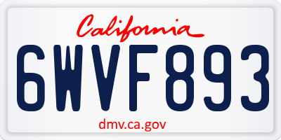 CA license plate 6WVF893