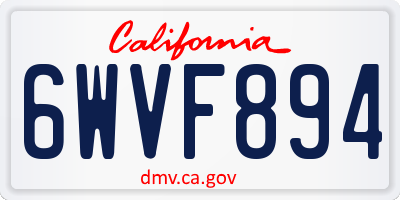 CA license plate 6WVF894