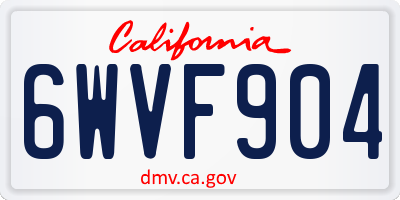 CA license plate 6WVF904