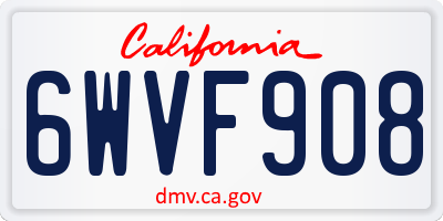 CA license plate 6WVF908