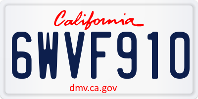 CA license plate 6WVF910