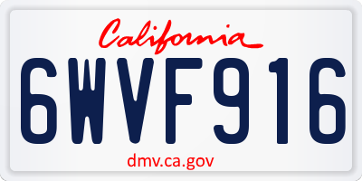 CA license plate 6WVF916