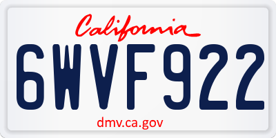 CA license plate 6WVF922