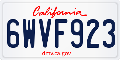 CA license plate 6WVF923