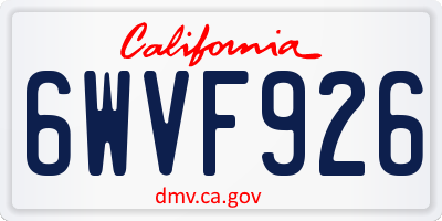 CA license plate 6WVF926