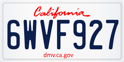 CA license plate 6WVF927