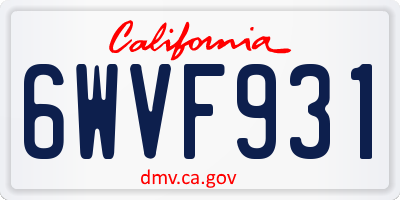 CA license plate 6WVF931