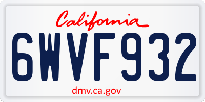 CA license plate 6WVF932