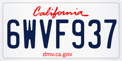 CA license plate 6WVF937