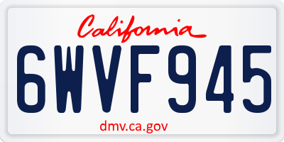 CA license plate 6WVF945