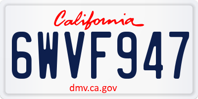 CA license plate 6WVF947