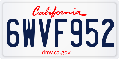 CA license plate 6WVF952