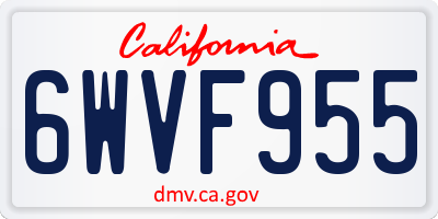 CA license plate 6WVF955