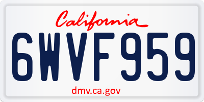 CA license plate 6WVF959