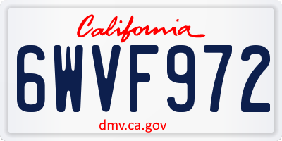 CA license plate 6WVF972