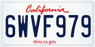 CA license plate 6WVF979