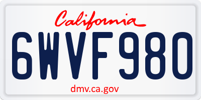 CA license plate 6WVF980