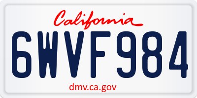 CA license plate 6WVF984