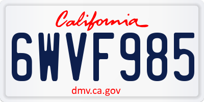 CA license plate 6WVF985