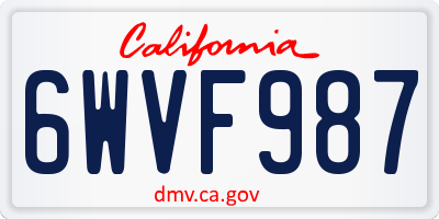 CA license plate 6WVF987