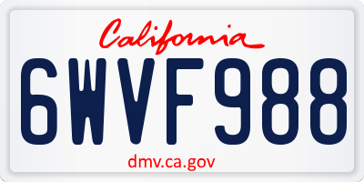 CA license plate 6WVF988