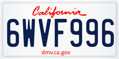 CA license plate 6WVF996