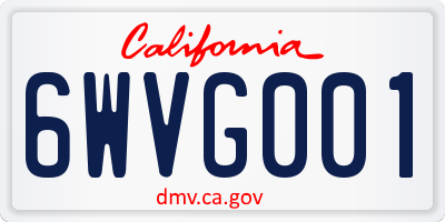 CA license plate 6WVG001