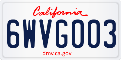 CA license plate 6WVG003