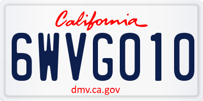 CA license plate 6WVG010