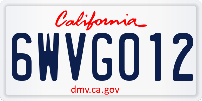 CA license plate 6WVG012