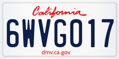 CA license plate 6WVG017
