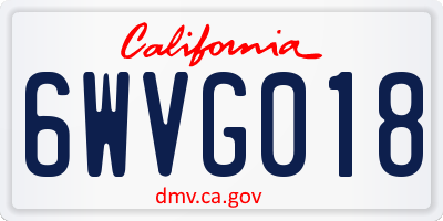 CA license plate 6WVG018