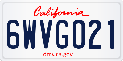 CA license plate 6WVG021