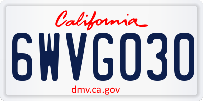 CA license plate 6WVG030