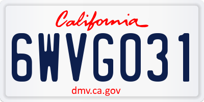 CA license plate 6WVG031