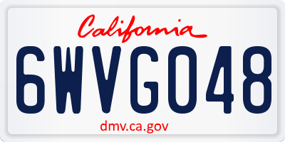 CA license plate 6WVG048