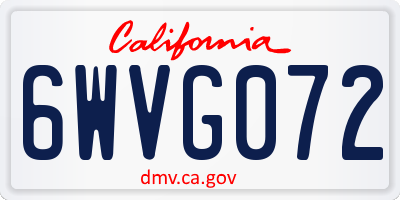CA license plate 6WVG072