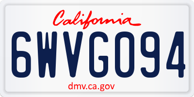 CA license plate 6WVG094