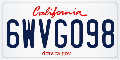 CA license plate 6WVG098