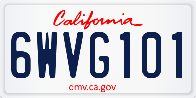 CA license plate 6WVG101