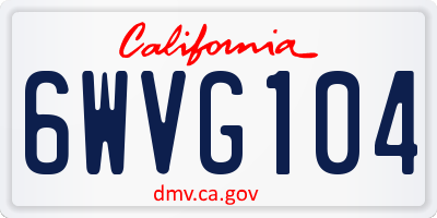 CA license plate 6WVG104